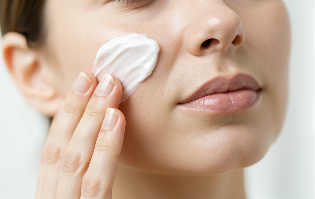 Applying anti-aging cream