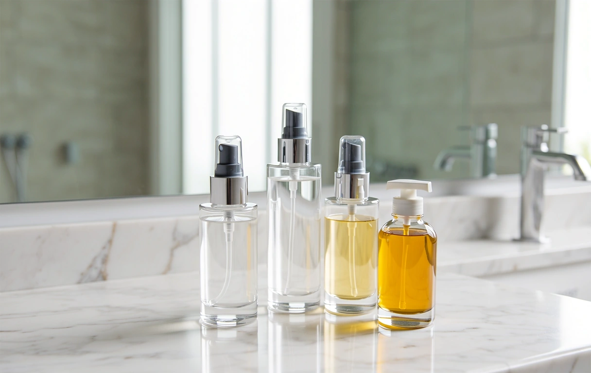 Skincare serum setup